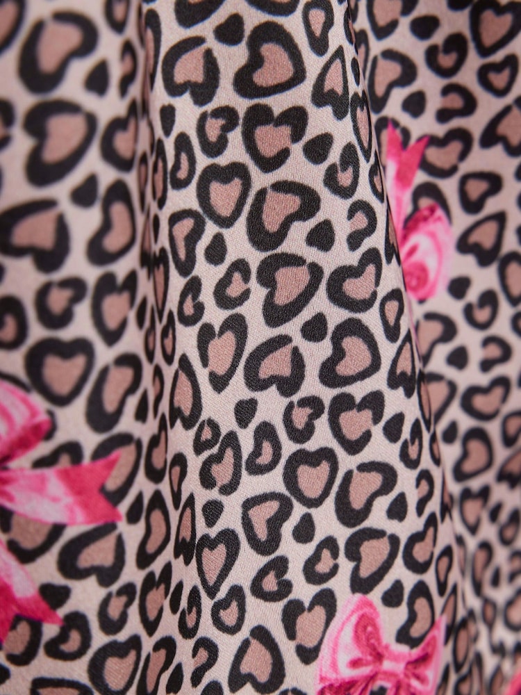 River Island Brown Leopard Bow Satin Pyjamas - Image 5 of 5