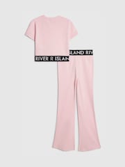 River Island Pink Logo T-Shirt & Kickflare Set - Image 2 of 5