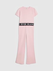 River Island Pink Logo T-Shirt & Kickflare Set - Image 3 of 5