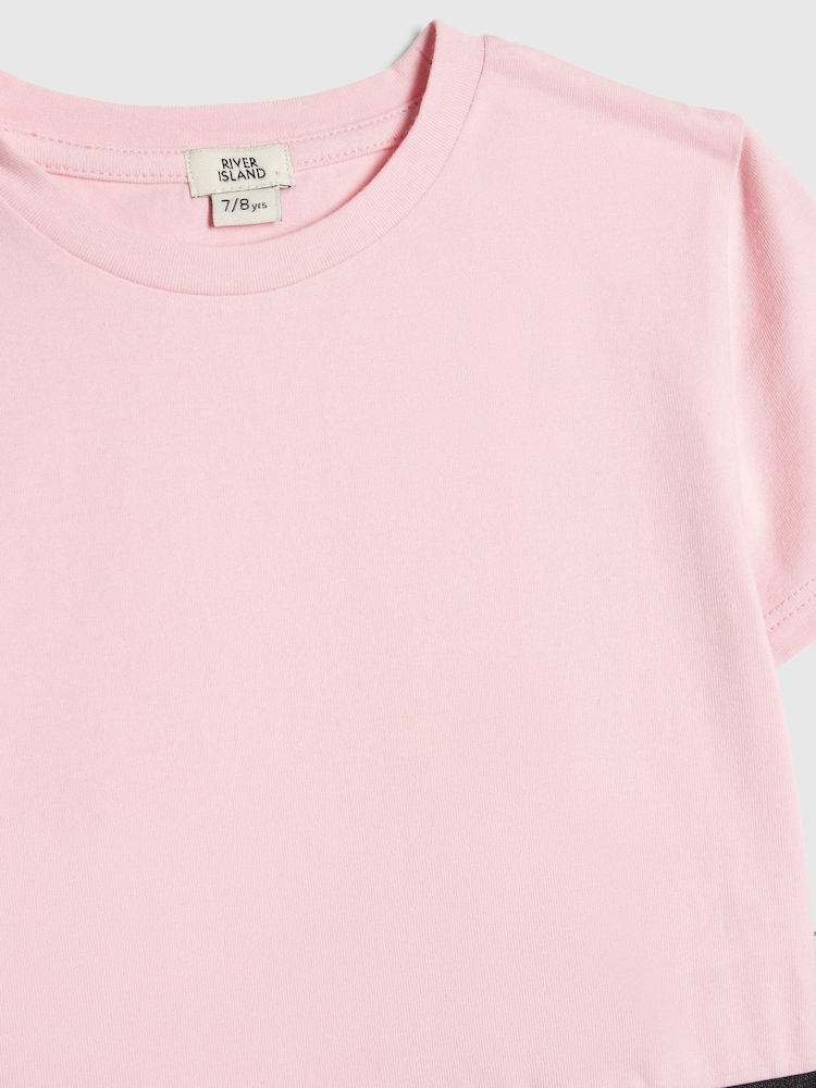 River Island Pink Logo T-Shirt & Kickflare Set - Image 5 of 5 River Island Pink Logo T-Shirt & Kickflare Set - Image 5 of 5