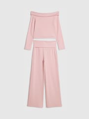River Island Pink Off Shoulder Top & Trousers Set - Image 2 of 4