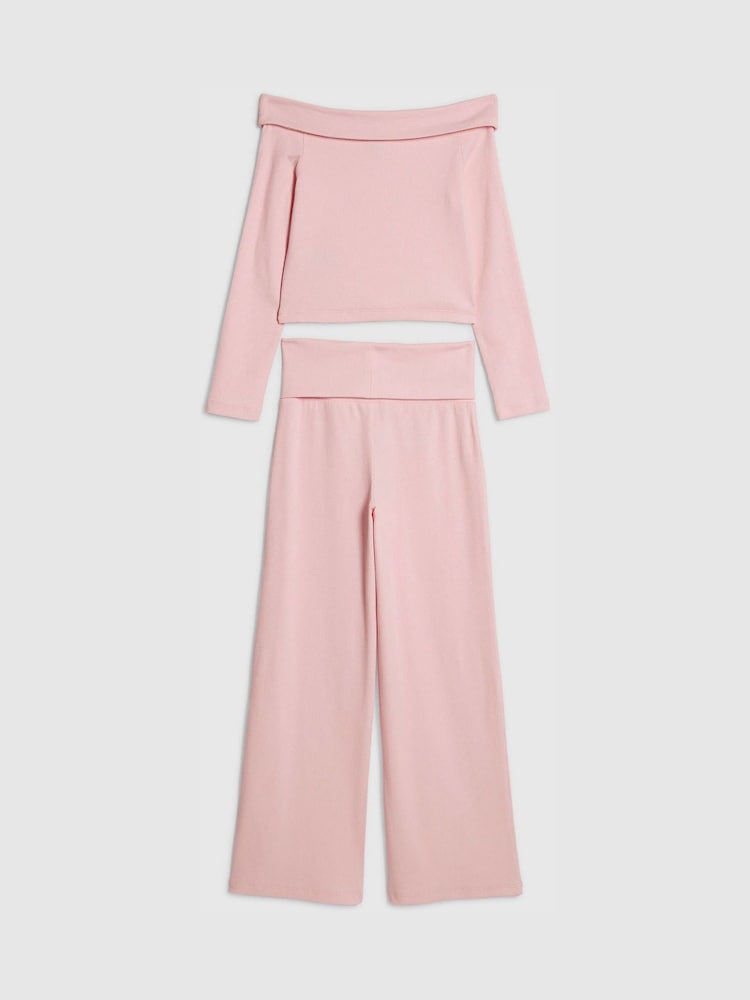 River Island Pink Off Shoulder Top & Trousers Set - Image 2 of 4