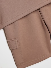 River Island Brown Oversized Scuba T-Shirt & Short Set - Image 4 of 5