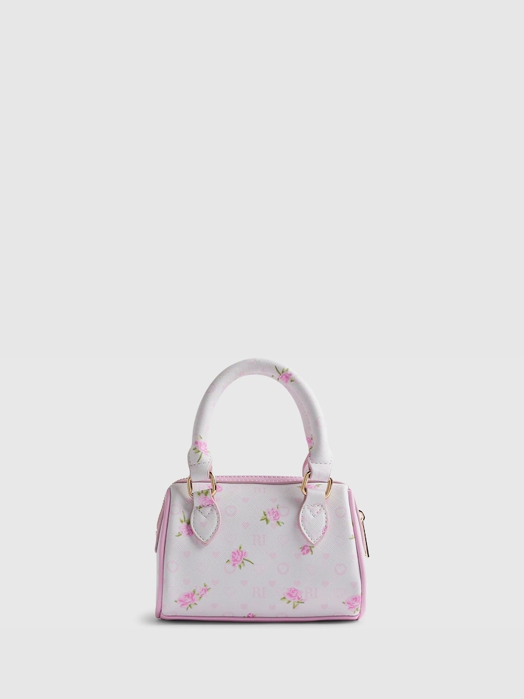 River Island White Ditsy Mini Bowler Bag - Image 2 of 5