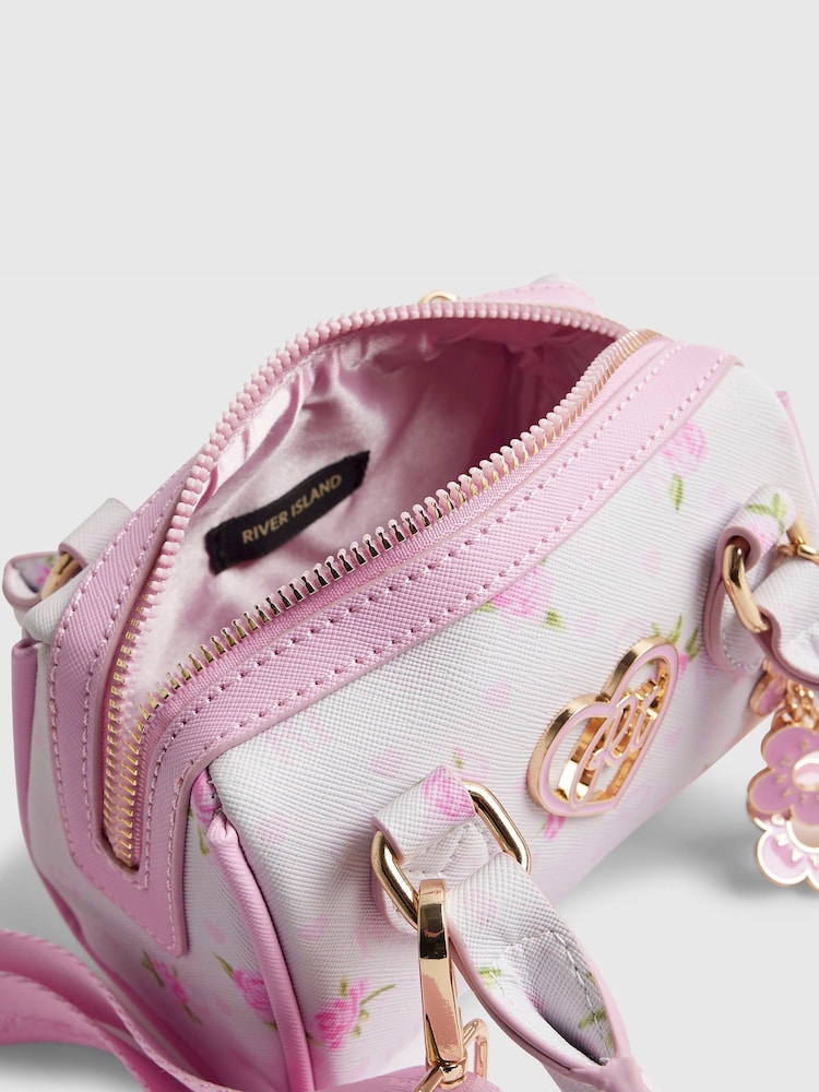 River Island White Ditsy Mini Bowler Bag - Image 5 of 5