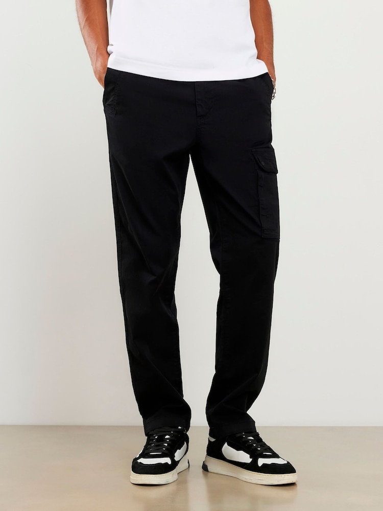 River Island Black Regular Fit Pocket Cargo Bottoms - Image 1 of 4 River Island Black Regular Fit Pocket Cargo Bottoms - Image 1 of 4