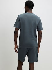 River Island Grey Slim Fit Interlock T-Shirt & Short Set - Image 3 of 4