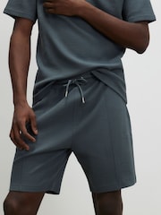 River Island Grey Slim Fit Interlock T-Shirt & Short Set - Image 4 of 4
