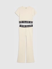 River Island Cream Logo T-Shirt & Kickflare Set - Image 1 of 4