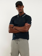 River Island Slim Fit Jacquard Stripe Polo Shirt - صورة 1 من 4