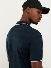 River Island Slim Fit Jacquard Stripe Polo Shirt - صورة 3 من 4