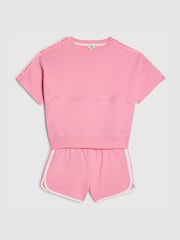 River Island Pink Logo T-Shirt & Runner Short Set - Image 3 of 5