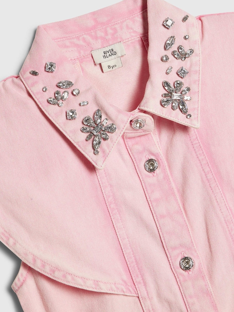 river island pink shirt dress Pink Floral Stripe Shirt Dress