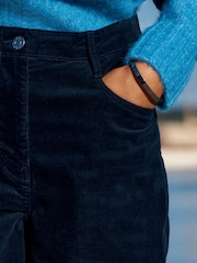 כחול כהה - Corduroy Barrel Leg Trousers - תמונה 4 מתוך 7