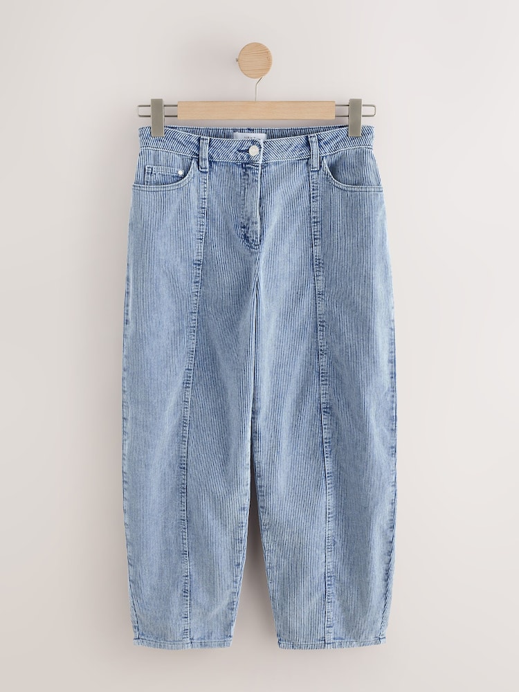 Washed Blue Cord Barrel Leg Trousers - Image 1 of 3 Washed Blue Cord Barrel Leg Trousers - Image 1 of 3