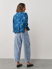 Washed Blue - Fløjl Ballon-jeans Bukser - Billede 4 af 8