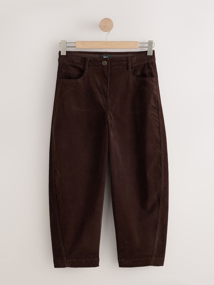 Chocolate Brown/Khaki Green Corduroy Barrel Leg Trousers 2 Pack - Image 2 of 5 Chocolate Brown/Khaki Green Corduroy Barrel Leg Trousers 2 Pack - Image 2 of 5