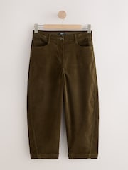 Chocolate Brown/Khaki Green Corduroy Barrel Leg Trousers 2 Pack - Image 3 of 5