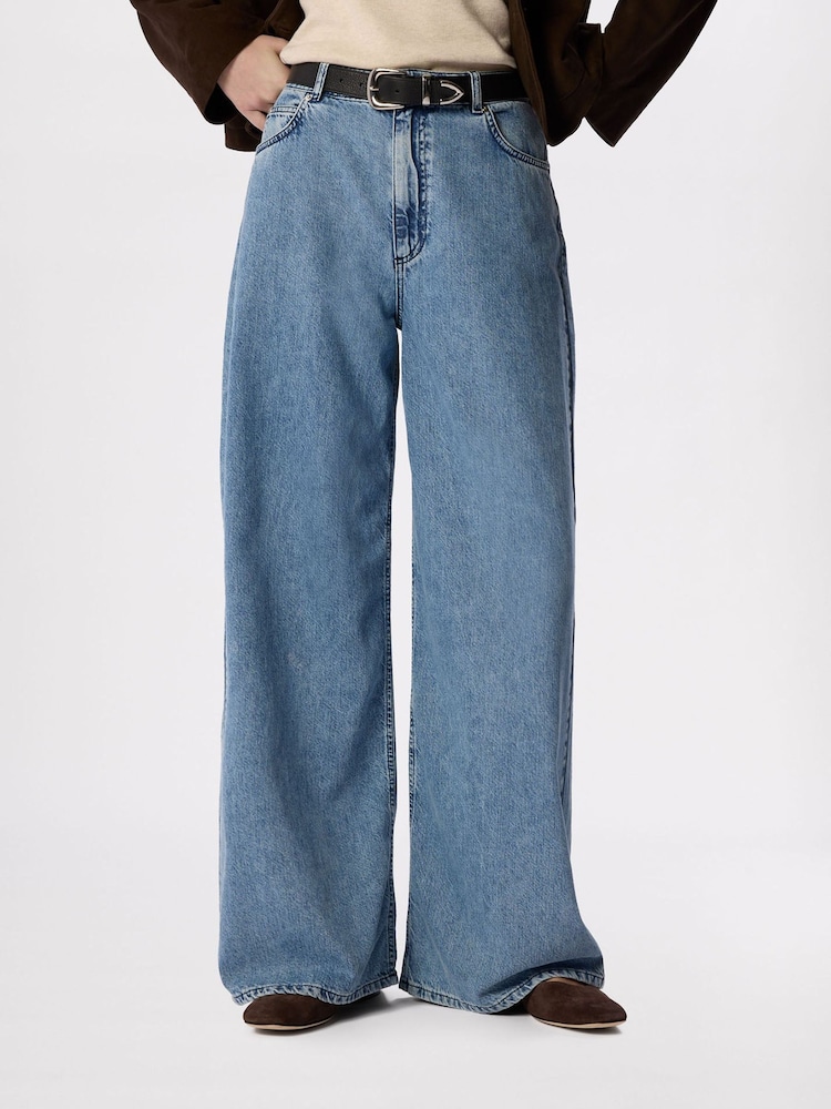 Whistles Blue Full Length Wide Leg Jeans - Image 1 of 5 Whistles Blue Full Length Wide Leg Jeans - Image 1 of 5