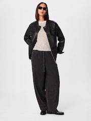 Whistles White Classic Stripe Cotton Knit Jumpsuit - Image 4 of 5