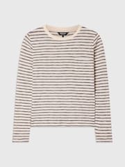 Whistles White Classic Stripe Cotton Knit Jumpsuit - Image 5 of 5