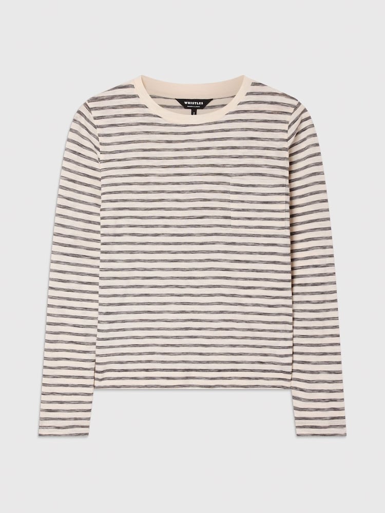 Whistles White Classic Stripe Cotton Knit Jumpsuit - Image 5 of 5