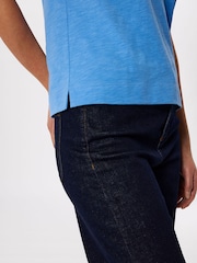 Whistles Blue Willa V-Neck Cap Sleeve T-Shirt - Image 5 of 6
