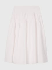 לבן - Whistles Tier Hem Cotton Skirt - תמונה 5 מתוך 5