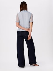 Whistles Blue Polka Dot Sheer Sleeve Shirt - Image 2 of 5