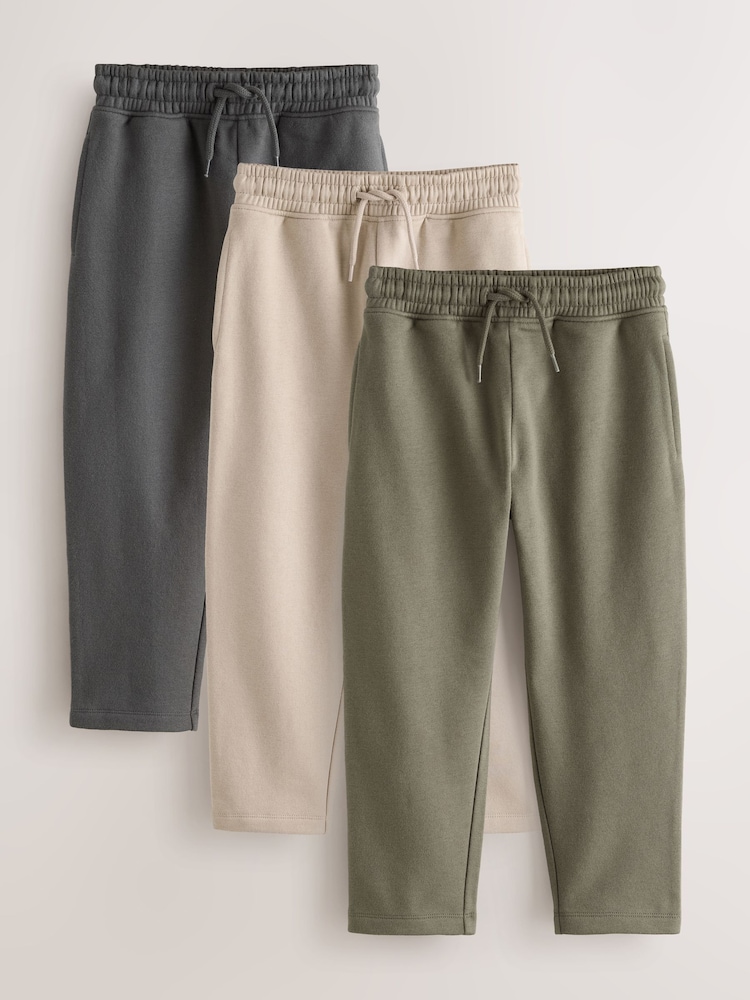 Stone/Khaki/Black Tapered Regular Joggers 3 Pack (3-16yrs) - Image 1 of 7 Stone/Khaki/Black Tapered Regular Joggers 3 Pack (3-16yrs) - Image 1 of 7