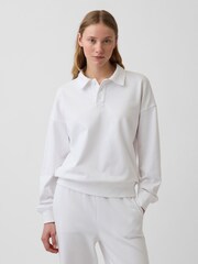 Gap White French Terry Oversized Polo Sweatshirt - Image 1 of 4