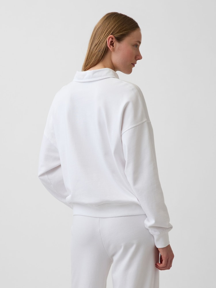 Gap White French Terry Oversized Polo Sweatshirt - Image 2 of 4