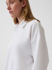Gap White French Terry Oversized Polo Sweatshirt - Image 4 of 4