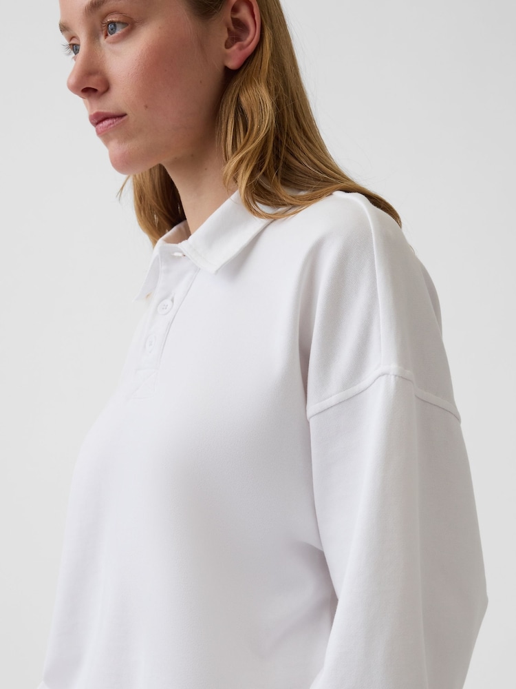Gap White French Terry Oversized Polo Sweatshirt - Image 4 of 4