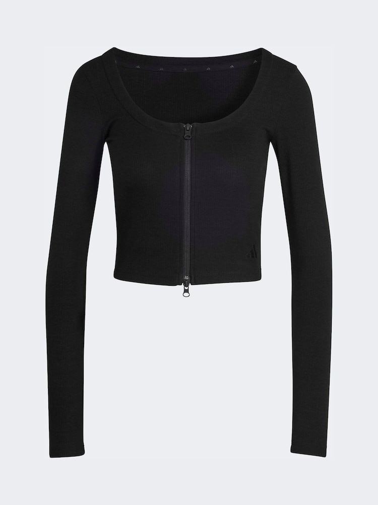 adidas Black Seasonal Essentials Rib Cardigan - Image 6 of 6