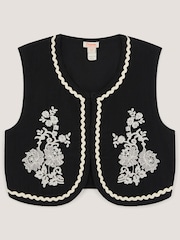 Monsoon Black Floral Embroidered Waistcoat - Image 1 of 4