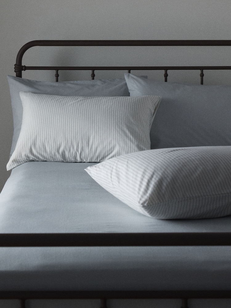 The Set Set of 2 Blue/Stripe Pillowcase and Fitted Sheet - Image 2 of 6 The Set Set of 2 Blue/Stripe Pillowcase and Fitted Sheet - Image 2 of 6