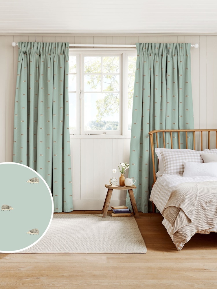 Sophie Allport Pale Green Hedgehogs Made to Measure Curtains - Image 1 of 9 Sophie Allport Pale Green Hedgehogs Made to Measure Curtains - Image 1 of 9