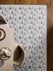 Grey Washable Winter Trees Rug - Image 1 of 5