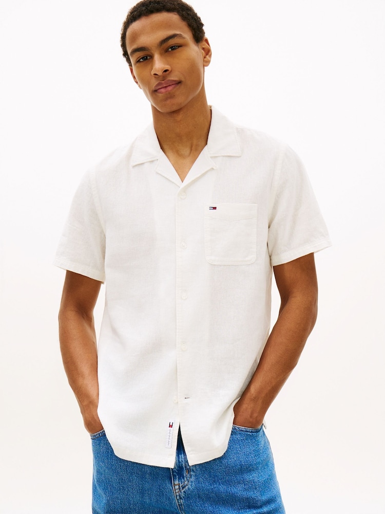 Tommy Jeans Cream Short Sleeve Blend Shirt - Image 1 of 5