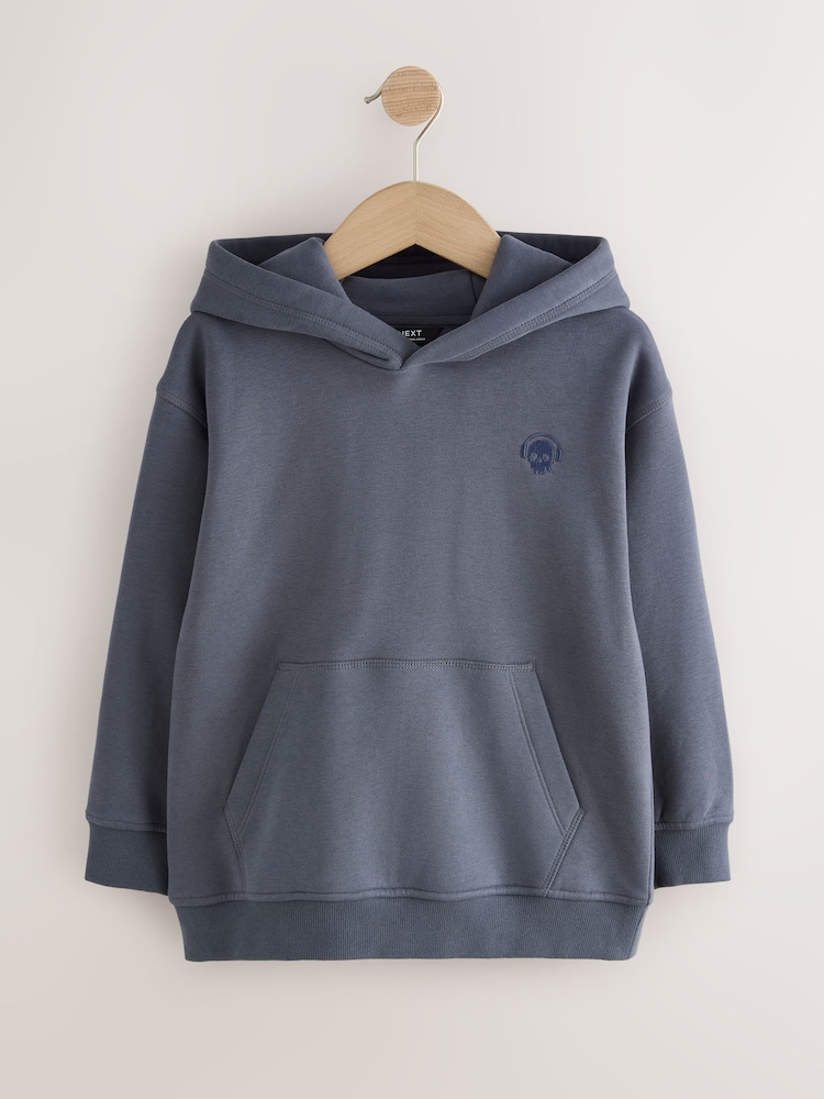 Grey Blue Skull Overhead Hoodie (3-16yrs) - Image 1 of 4 Grey Blue Skull Overhead Hoodie (3-16yrs) - Image 1 of 4