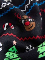 Black All Over Print Christmas Crew Neck Sweater (3-16yrs) - Image 6 of 7