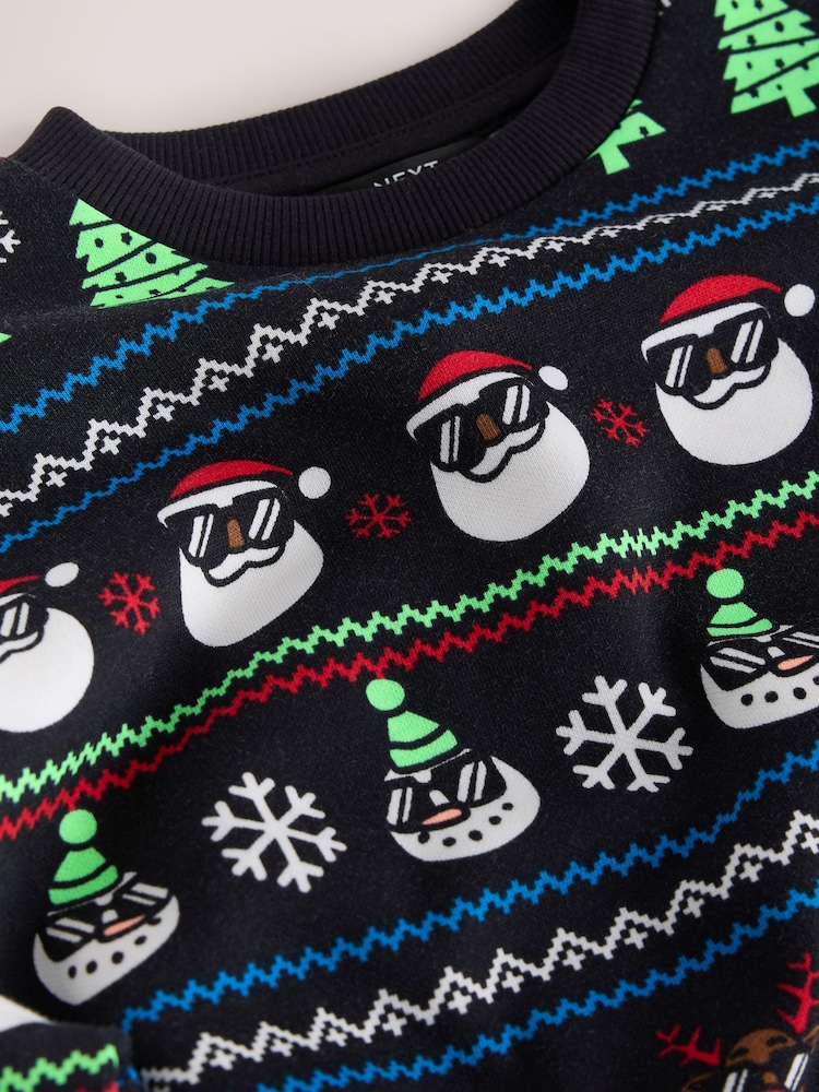 Black All Over Print Christmas Crew Neck Sweater (3-16yrs) - Image 7 of 7 Black All Over Print Christmas Crew Neck Sweater (3-16yrs) - Image 7 of 7