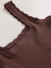 Marron chocolat - Robe mi-longue en jersey tissé mélangé - Image 2 de 3