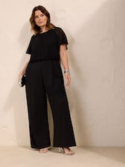 Friends Like These Black Curve Chiffon Flutter Sleeve Scuba Jumpsuit - Image 4 of 5