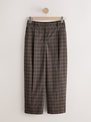Navy Blue/Orange Check Smart Front Barrel Leg Trousers - Image 4 of 6