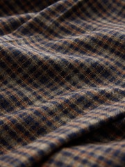 Navy Blue/Orange Check Smart Front Barrel Leg Trousers - Image 6 of 6
