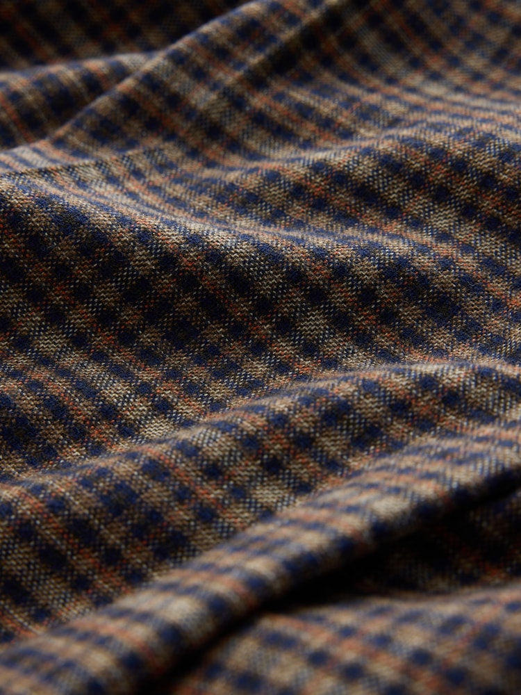 Navy Blue/Orange Check Smart Front Barrel Leg Trousers - Image 6 of 6 Navy Blue/Orange Check Smart Front Barrel Leg Trousers - Image 6 of 6