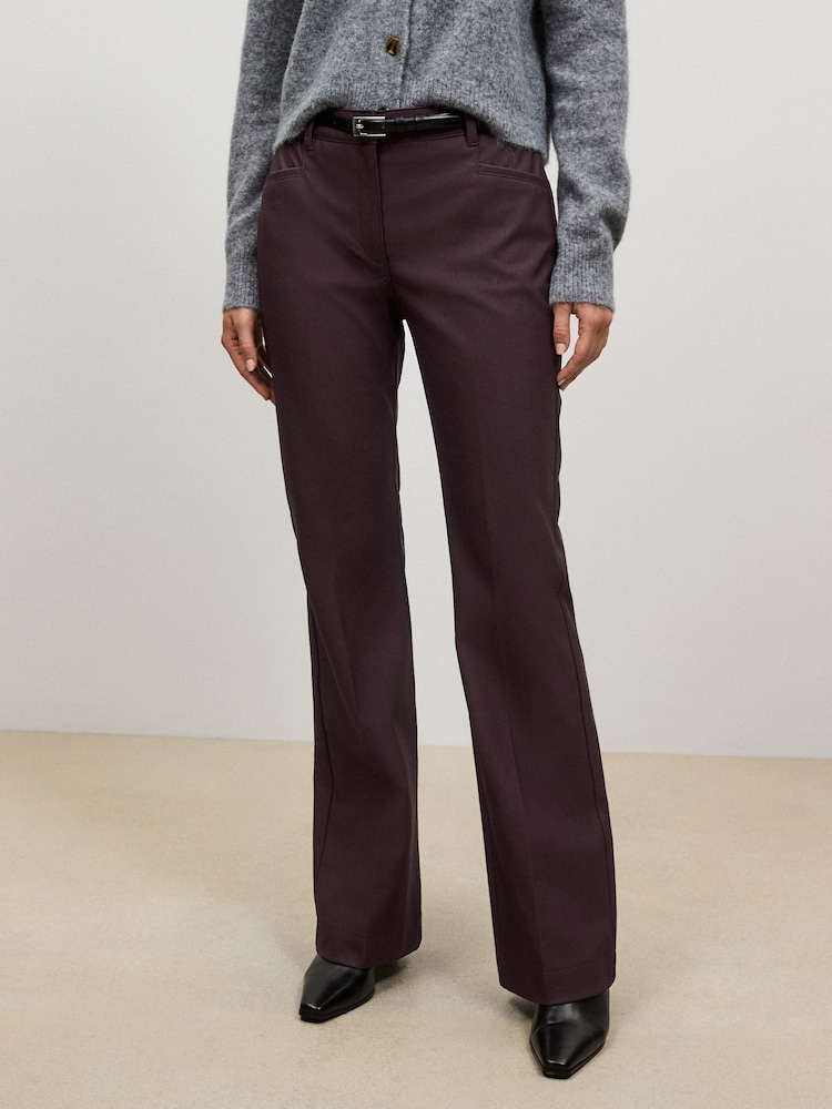 Burgundy Red Faux Leather Bootcut Trousers - Image 1 of 8