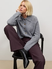 Burgundy Red Faux Leather Bootcut Trousers - Image 3 of 8